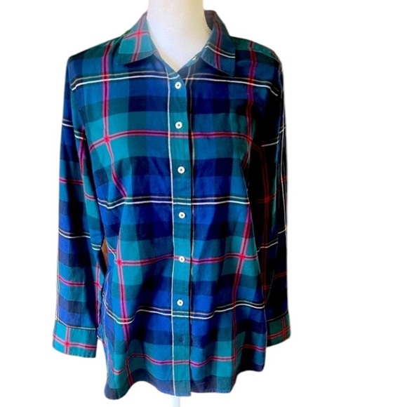 Talbots ladies 100% cotton, long sleeve button-down blouse size M excellent cond - Picture 1 of 10
